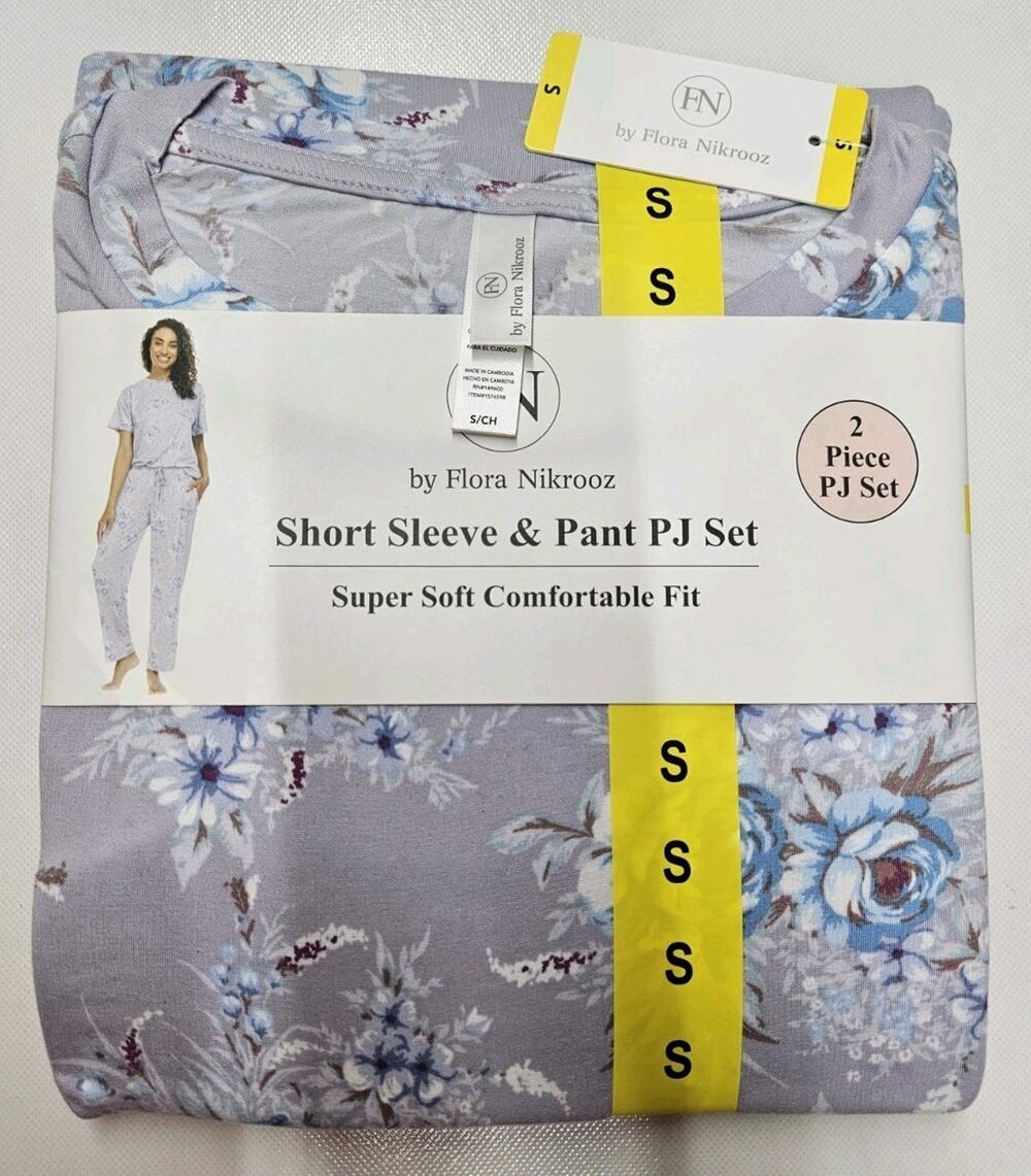 Flora Nikrooz Short Sleeve & Pant PJ Set Super Soft Comfortable Fit
